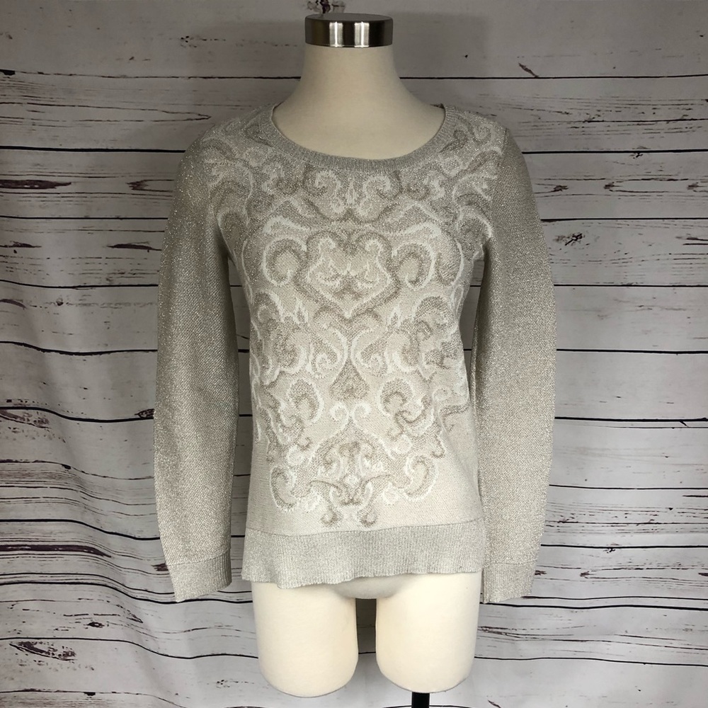WHBM Cream Paisley Sweater
